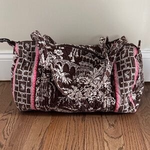 Vera Bradley Brown and Pink Quilted Travel Overnight Bag